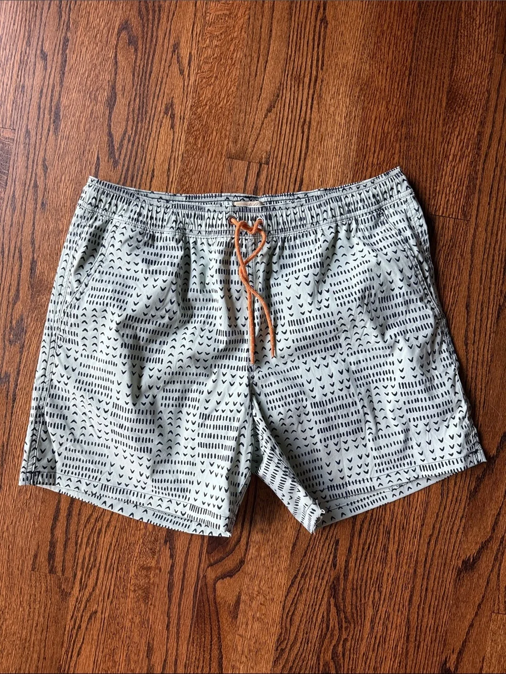 E J. Crew Men’s Large Blue Swim Trunks Orange Drawstring